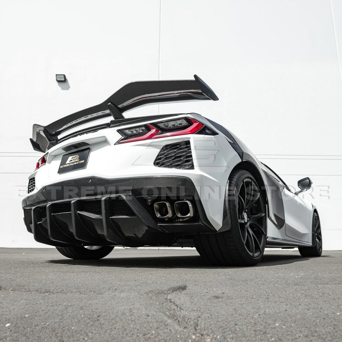 2020-Up Corvette C8 DRY CARBON FIBER Rear Bumper Diffuser Quad Exit image 10