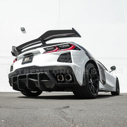 2020-Up Corvette C8 DRY CARBON FIBER Rear Bumper Diffuser Quad Exit image 10