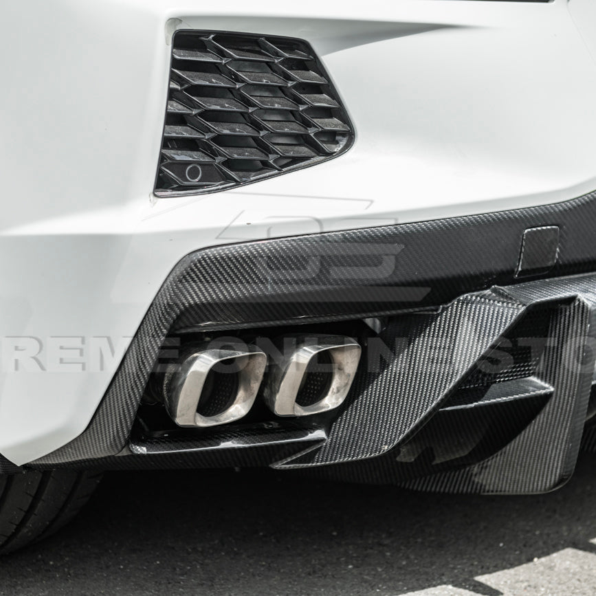 2020-Up Corvette C8 DRY CARBON FIBER Rear Bumper Diffuser Quad Exit image 12