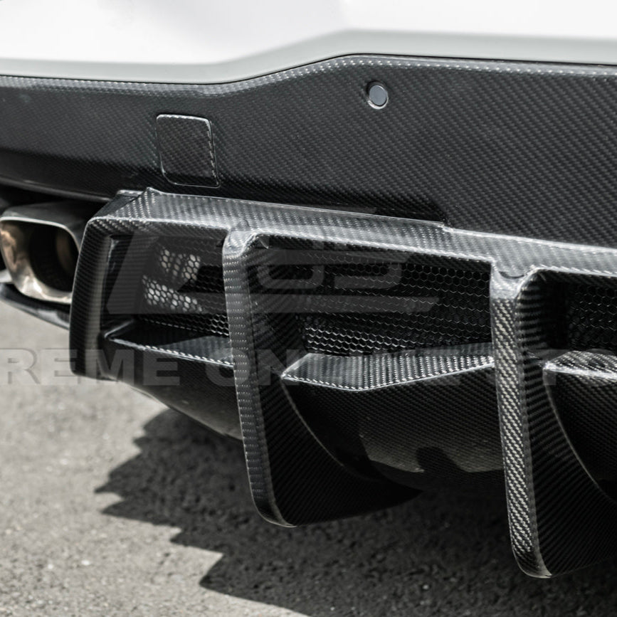 2020-Up Corvette C8 DRY CARBON FIBER Rear Bumper Diffuser Quad Exit image 13