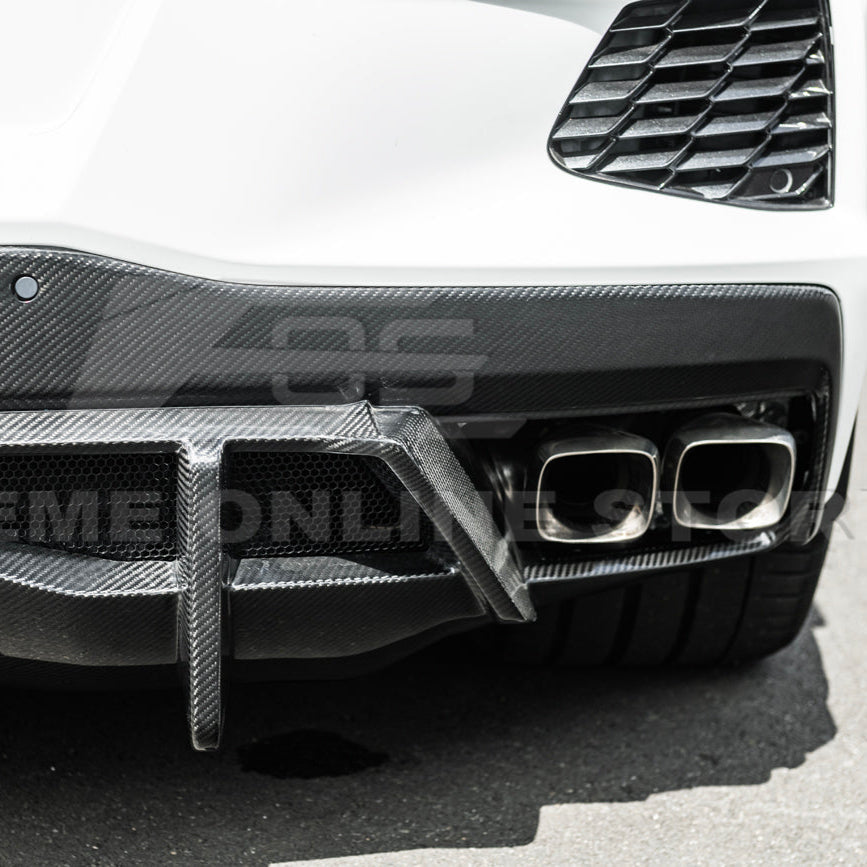2020-Up Corvette C8 DRY CARBON FIBER Rear Bumper Diffuser Quad Exit image 15
