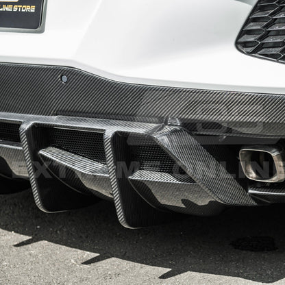 2020-Up Corvette C8 DRY CARBON FIBER Rear Bumper Diffuser Quad Exit image 16