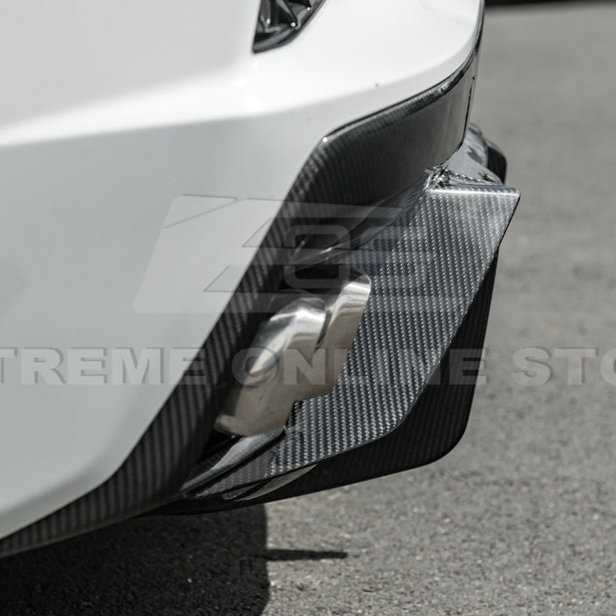 2020-Up Corvette C8 DRY CARBON FIBER Rear Bumper Diffuser Quad Exit image 17