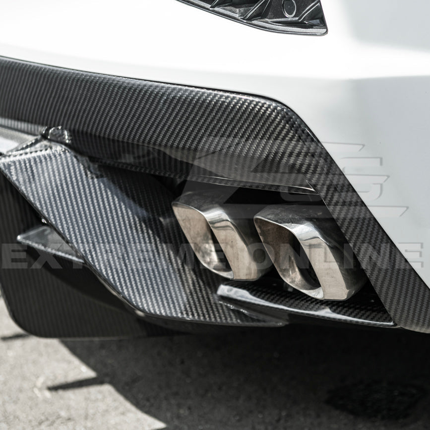 2020-Up Corvette C8 DRY CARBON FIBER Rear Bumper Diffuser Quad Exit image 18