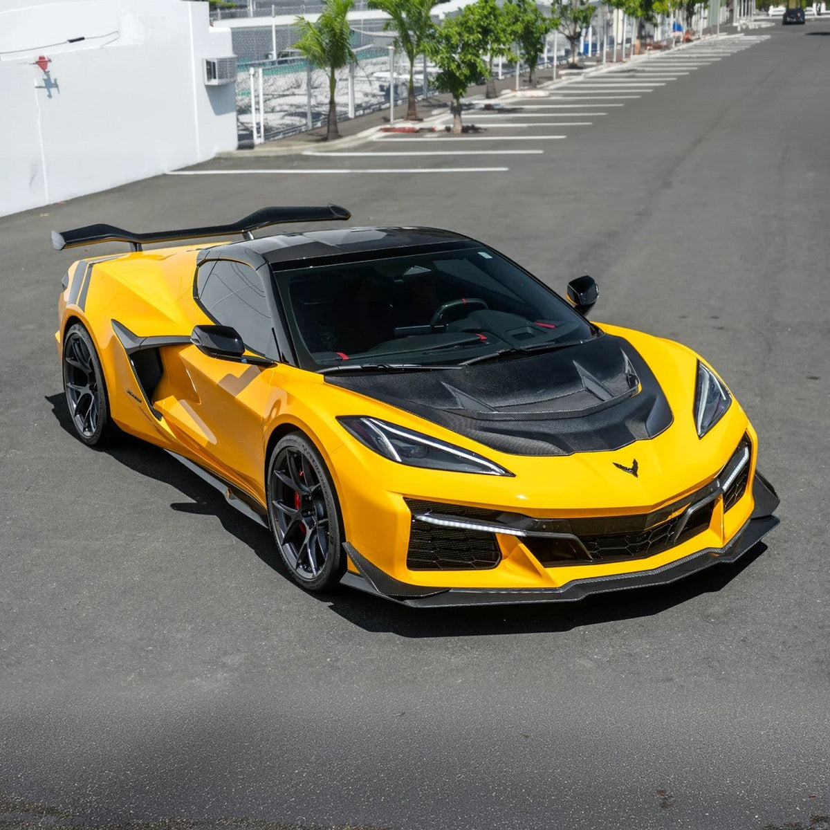 Corvette C8 Z06 | Z07 DRY Carbon Fiber Front Splitter & No Drill Canards image 6