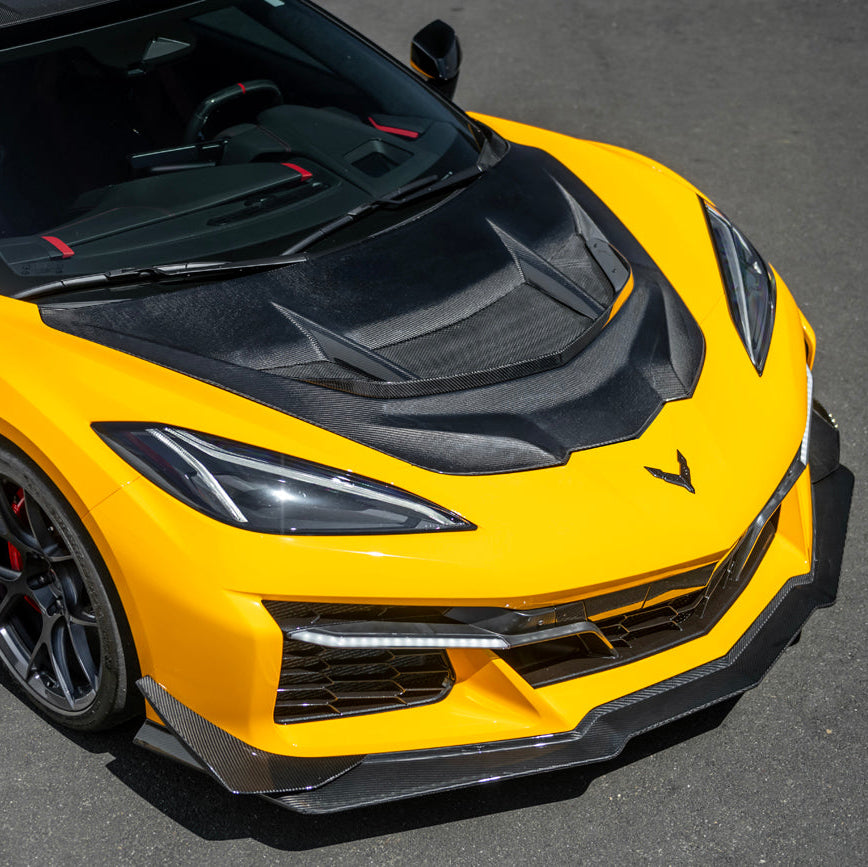 Corvette C8 Z06 | Z07 DRY Carbon Fiber Front Splitter & No Drill Canards image 8