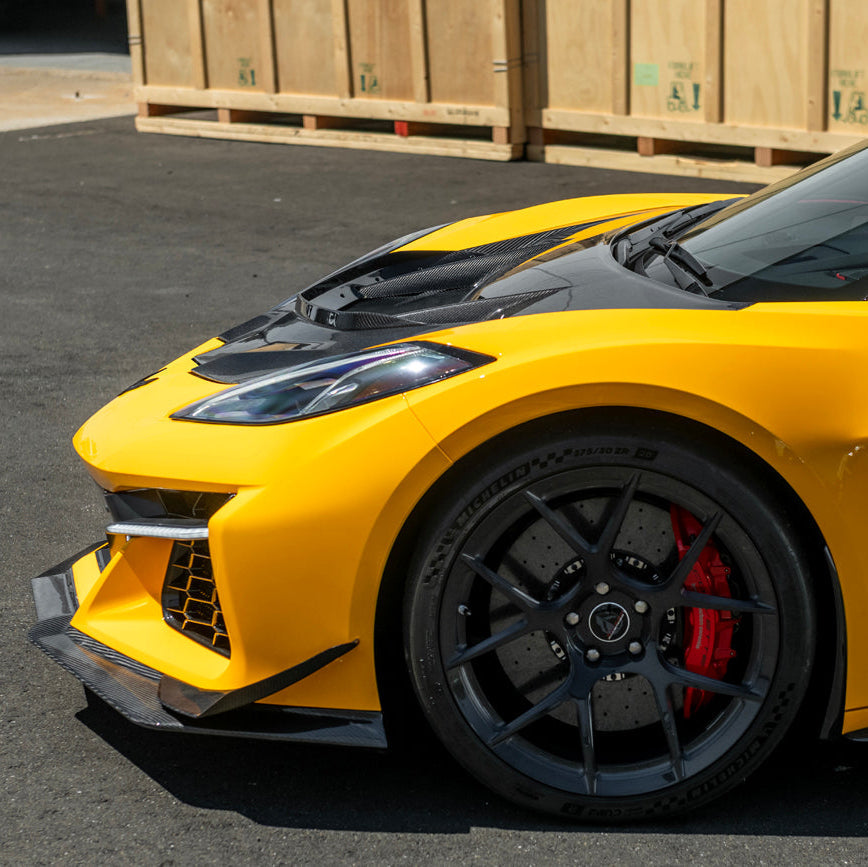 Corvette C8 Z06 | Z07 DRY Carbon Fiber Front Splitter & No Drill Canards image 9