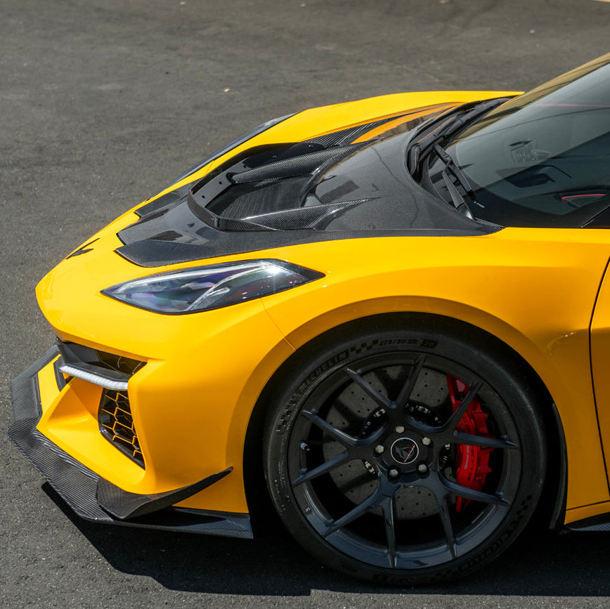 Corvette C8 Z06 | Z07 DRY Carbon Fiber Front Splitter & No Drill Canards image 10