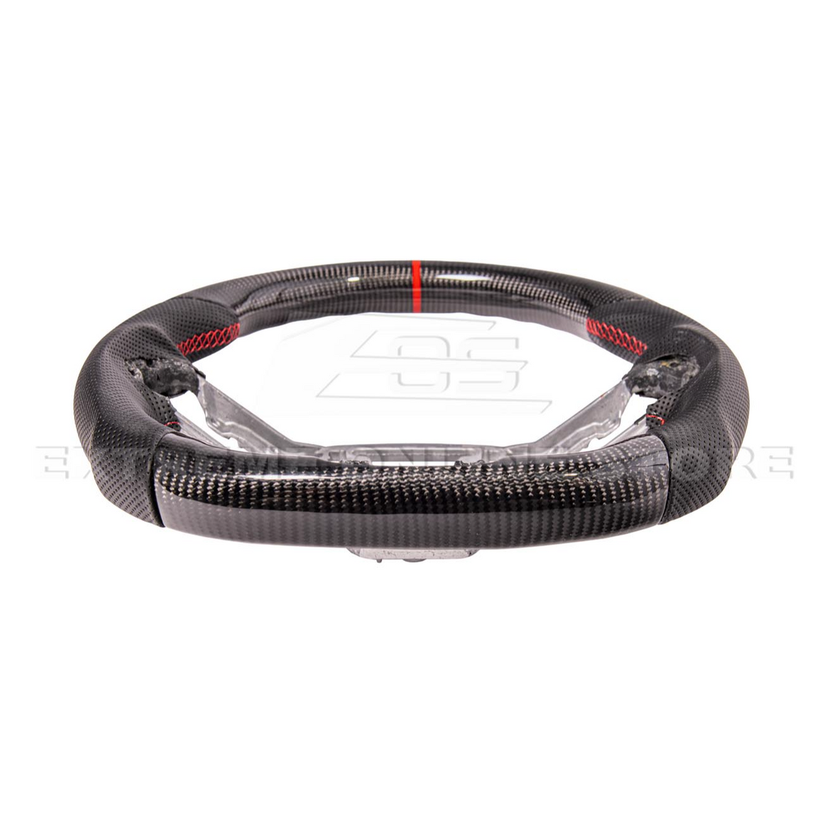 2024-Up Ford Mustang CARBON FIBER Perforated Leather Red Stripe Steering Wheel image 6