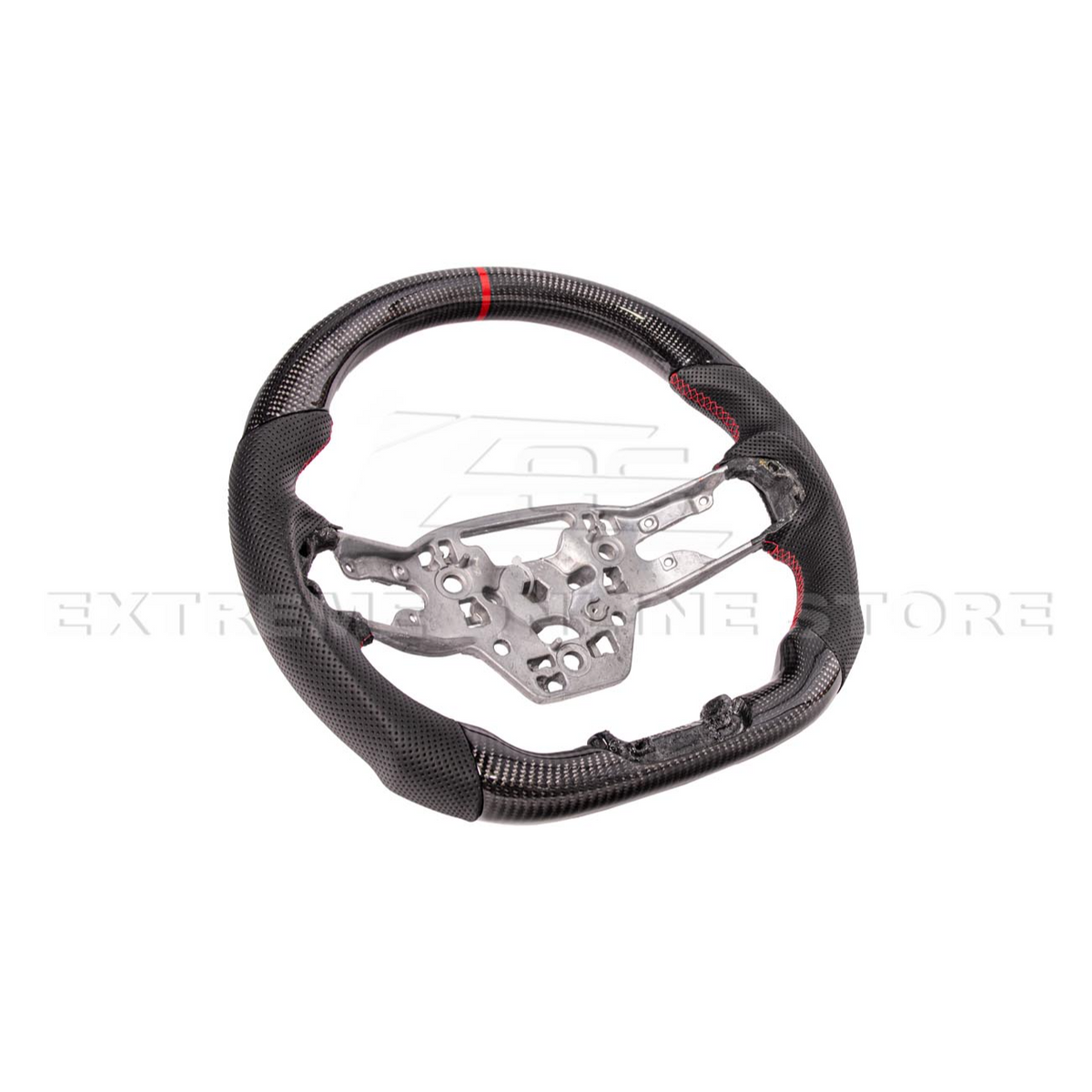 2024-Up Ford Mustang CARBON FIBER Perforated Leather Red Stripe Steering Wheel image 4