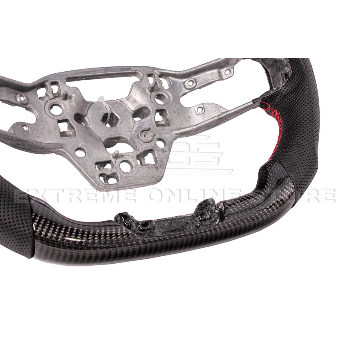 2024-Up Ford Mustang CARBON FIBER Perforated Leather Red Stripe Steering Wheel image 10