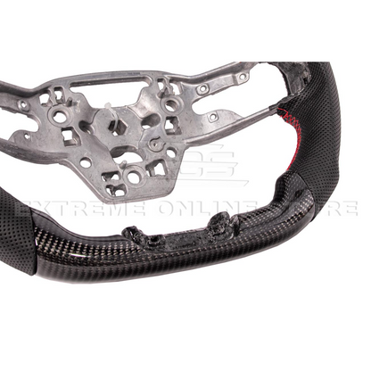 2024-Up Ford Mustang CARBON FIBER Perforated Leather Red Stripe Steering Wheel image 10