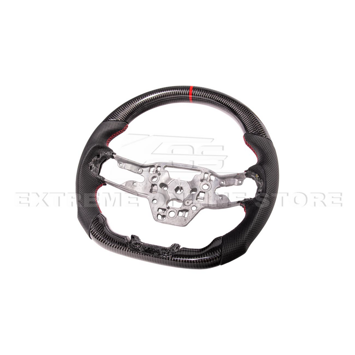 2024-Up Ford Mustang CARBON FIBER Perforated Leather Red Stripe Steering Wheel image 5