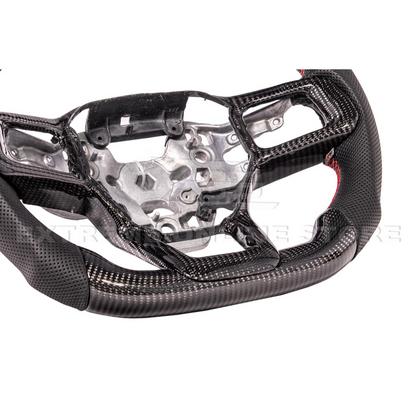 2024-Up Ford Mustang CARBON FIBER Perforated Leather Red Stripe Steering Wheel image 20