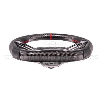 2024-Up Ford Mustang CARBON FIBER Perforated Leather Red Stripe Steering Wheel image 17