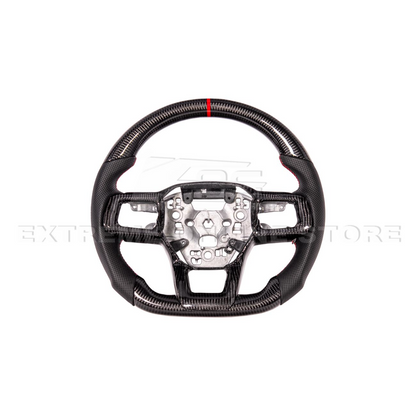2024-Up Ford Mustang CARBON FIBER Perforated Leather Red Stripe Steering Wheel image 12