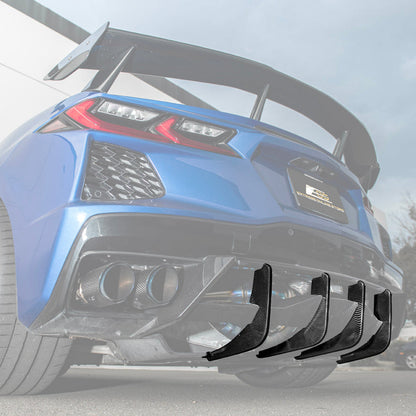 Corvette C8 Stingray DRY CARBON FIBEr Add-On Rear Diffuser Fin image 36