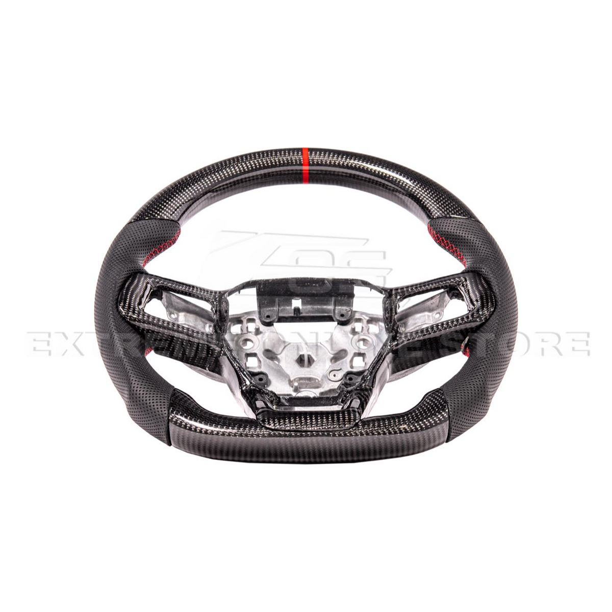 2024-Up Ford Mustang CARBON FIBER Perforated Leather Red Stripe Steering Wheel image 15