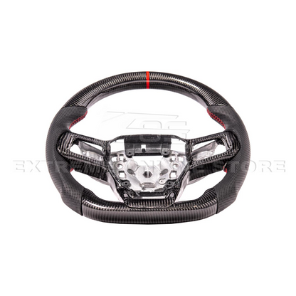 2024-Up Ford Mustang CARBON FIBER Perforated Leather Red Stripe Steering Wheel image 15