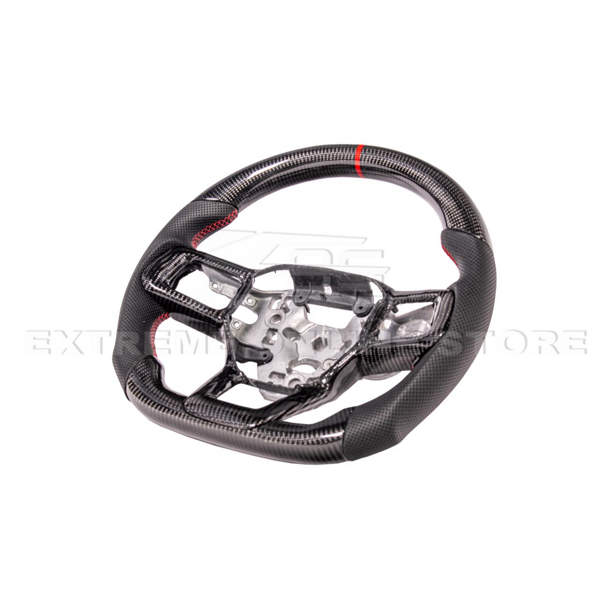 2024-Up Ford Mustang CARBON FIBER Perforated Leather Red Stripe Steering Wheel image 14