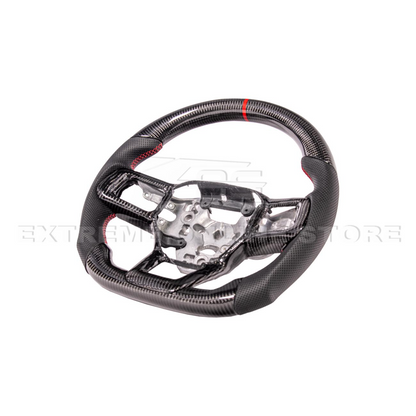 2024-Up Ford Mustang CARBON FIBER Perforated Leather Red Stripe Steering Wheel image 14