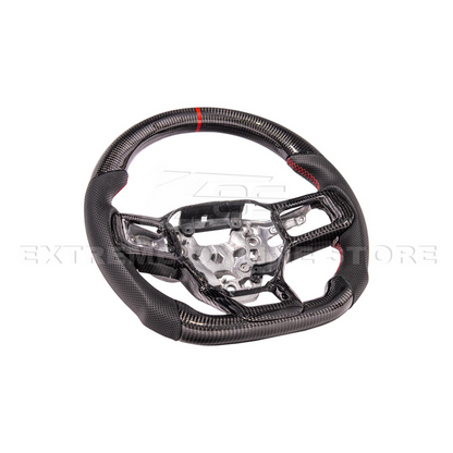 2024-Up Ford Mustang CARBON FIBER Perforated Leather Red Stripe Steering Wheel image 13