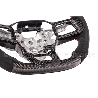 2024-Up Ford Mustang CARBON FIBER Alcantara Leather Red Stripe Steering Wheel image 19