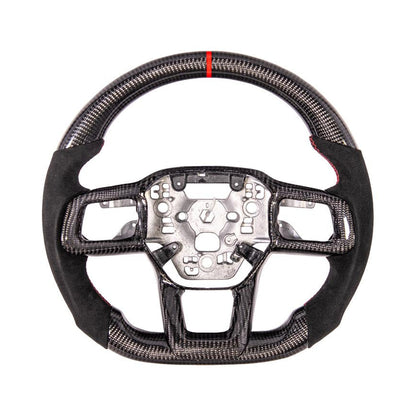 2024-Up Ford Mustang CARBON FIBER Alcantara Leather Red Stripe Steering Wheel image 1