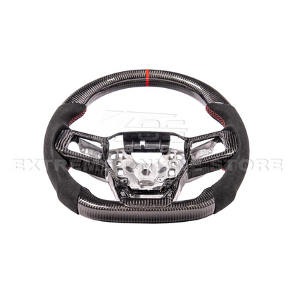 2024-Up Ford Mustang CARBON FIBER Alcantara Leather Red Stripe Steering Wheel image 13