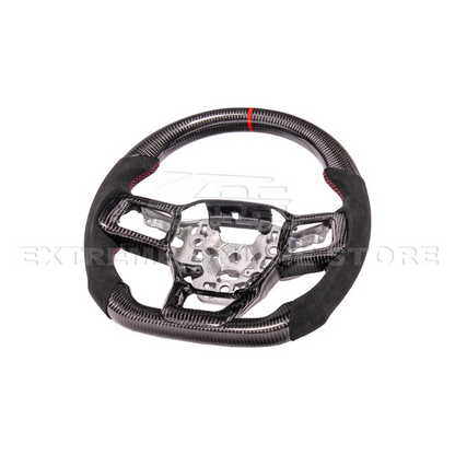 2024-Up Ford Mustang CARBON FIBER Alcantara Leather Red Stripe Steering Wheel image 15