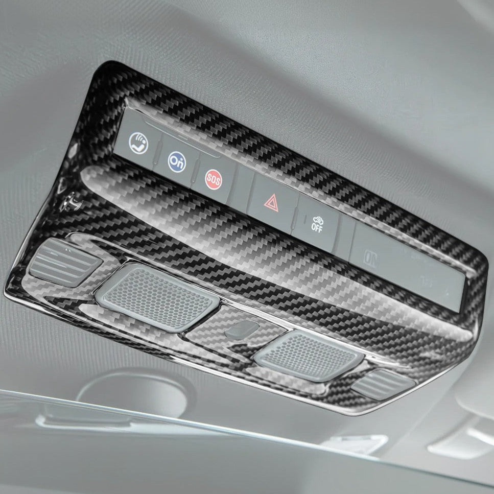 Corvette C8 DRY CARBON FIBER Roof Reading Light Control Cover image 1