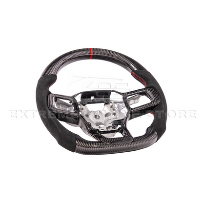 2024-Up Ford Mustang CARBON FIBER Alcantara Leather Red Stripe Steering Wheel image 14