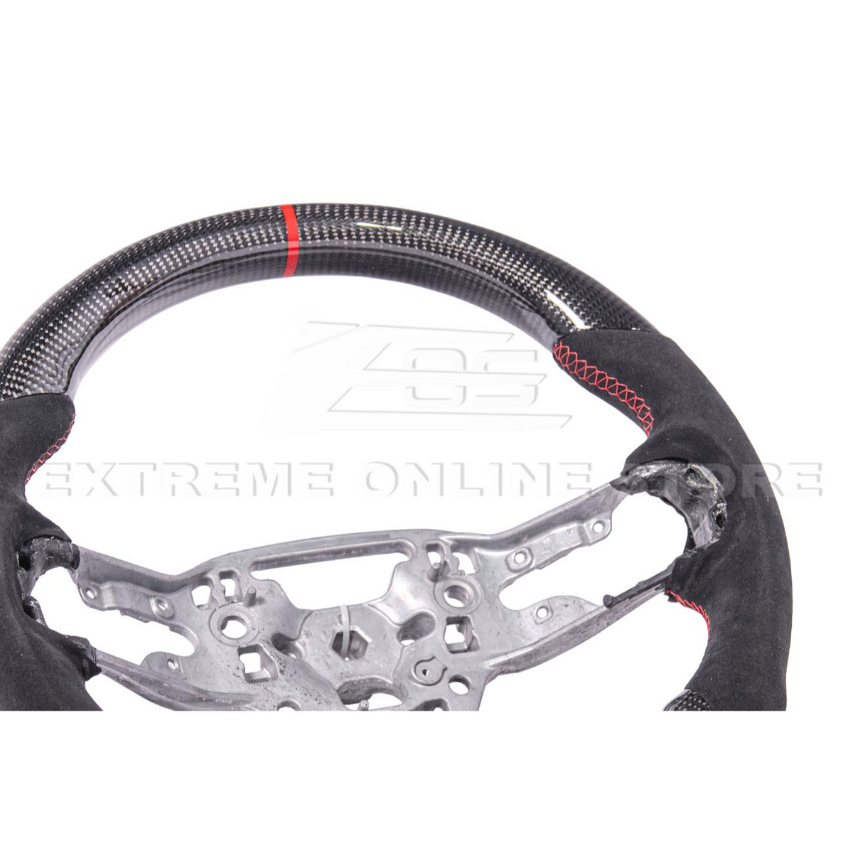 2024-Up Ford Mustang CARBON FIBER Alcantara Leather Red Stripe Steering Wheel image 10