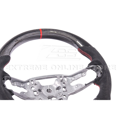 2024-Up Ford Mustang CARBON FIBER Alcantara Leather Red Stripe Steering Wheel image 10