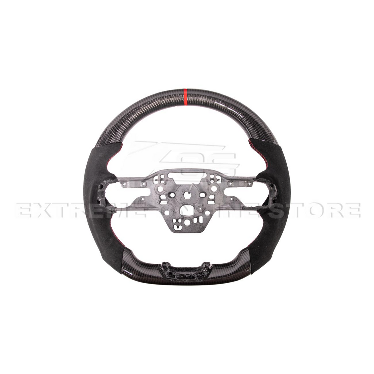 2024-Up Ford Mustang CARBON FIBER Alcantara Leather Red Stripe Steering Wheel image 3