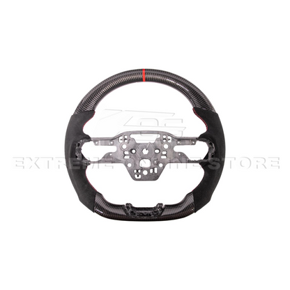 2024-Up Ford Mustang CARBON FIBER Alcantara Leather Red Stripe Steering Wheel image 3
