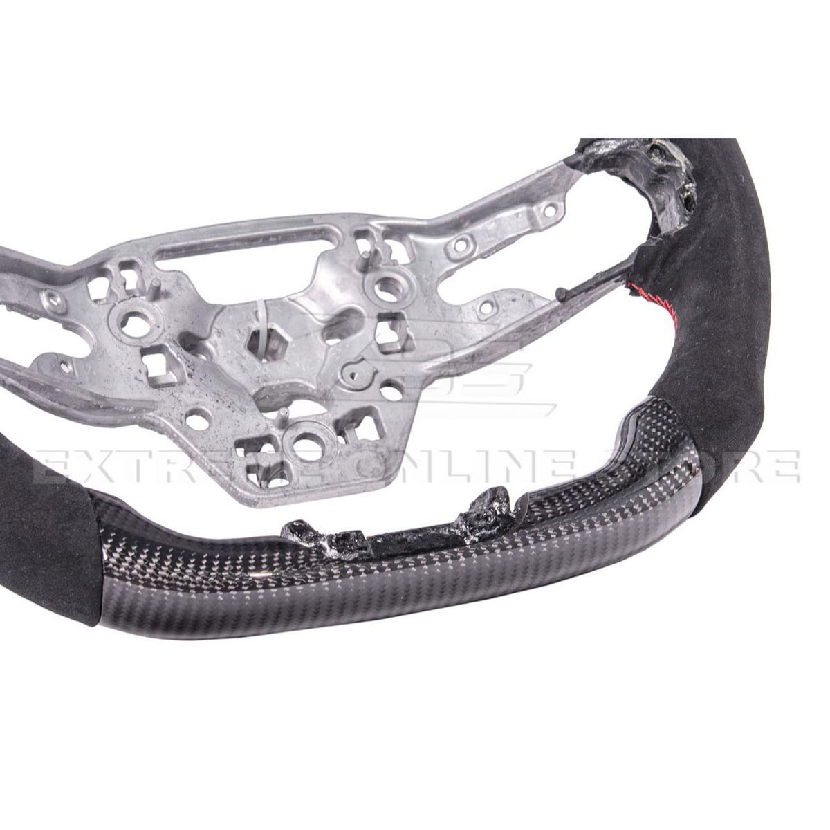 2024-Up Ford Mustang CARBON FIBER Alcantara Leather Red Stripe Steering Wheel image 11