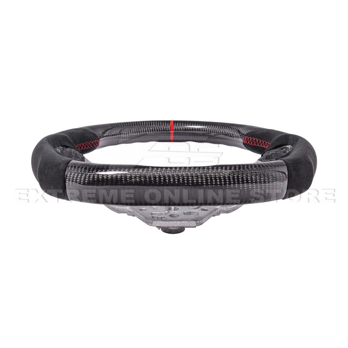 2024-Up Ford Mustang CARBON FIBER Alcantara Leather Red Stripe Steering Wheel image 8