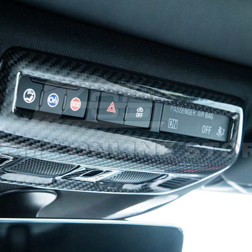 Corvette C8 DRY CARBON FIBER Roof Reading Light Control Cover image 6