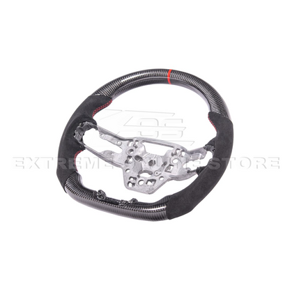 2024-Up Ford Mustang CARBON FIBER Alcantara Leather Red Stripe Steering Wheel image 6