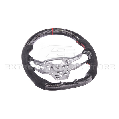 2024-Up Ford Mustang CARBON FIBER Alcantara Leather Red Stripe Steering Wheel image 5