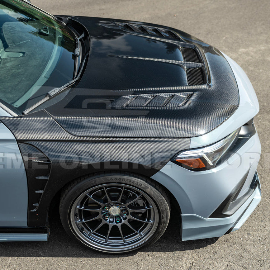 2022-Up Honda Civic JDM Varis Style Front Vented Bumper Hood image 11