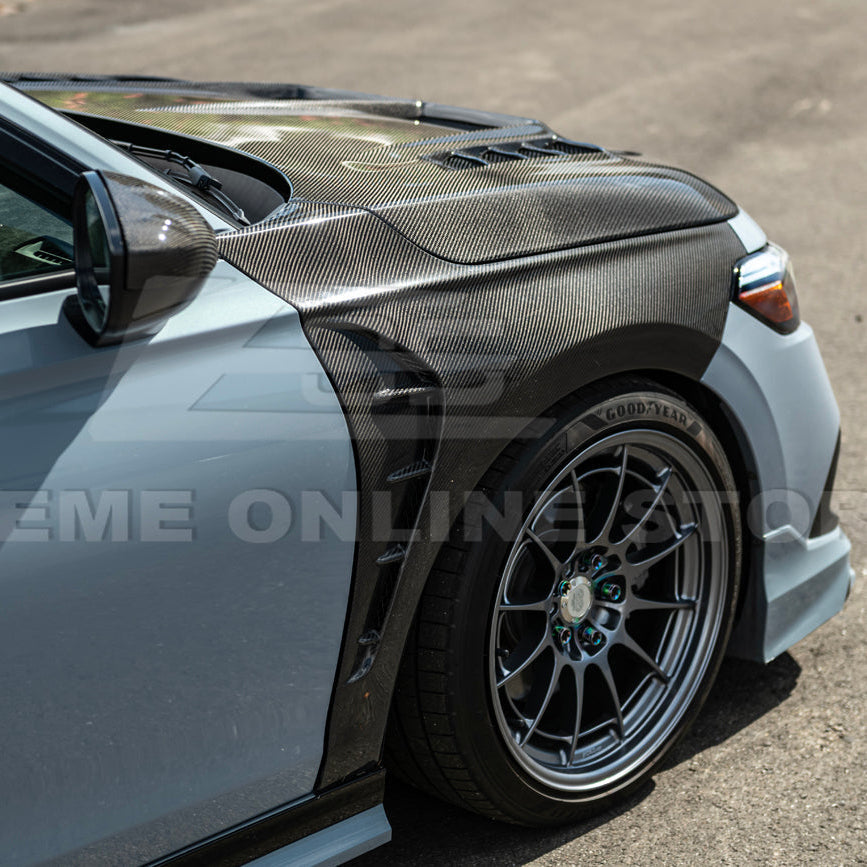 2022-Up Honda Civic | JDM Varis Style CARBON FIBER Front Vented Hood w/ Fender image 11
