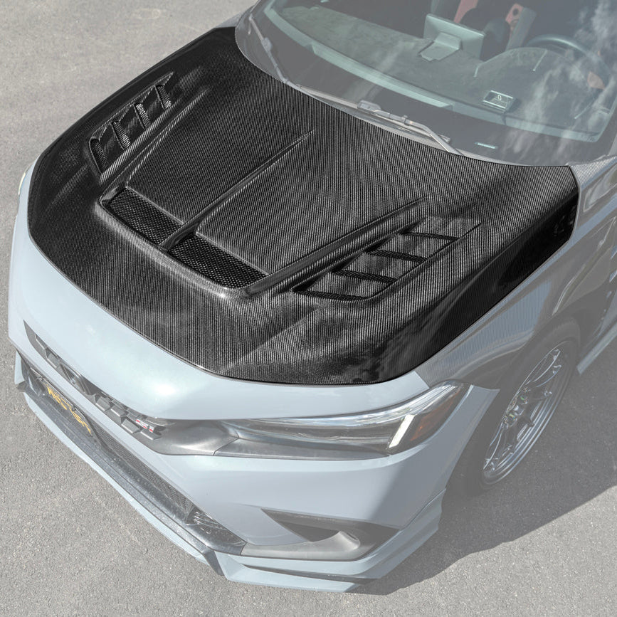 2022-Up Honda Civic JDM Varis Style Front Vented Bumper Hood image 1