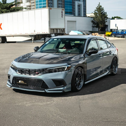 2022-Up Honda Civic JDM Varis Style Front Vented Bumper Hood image 4