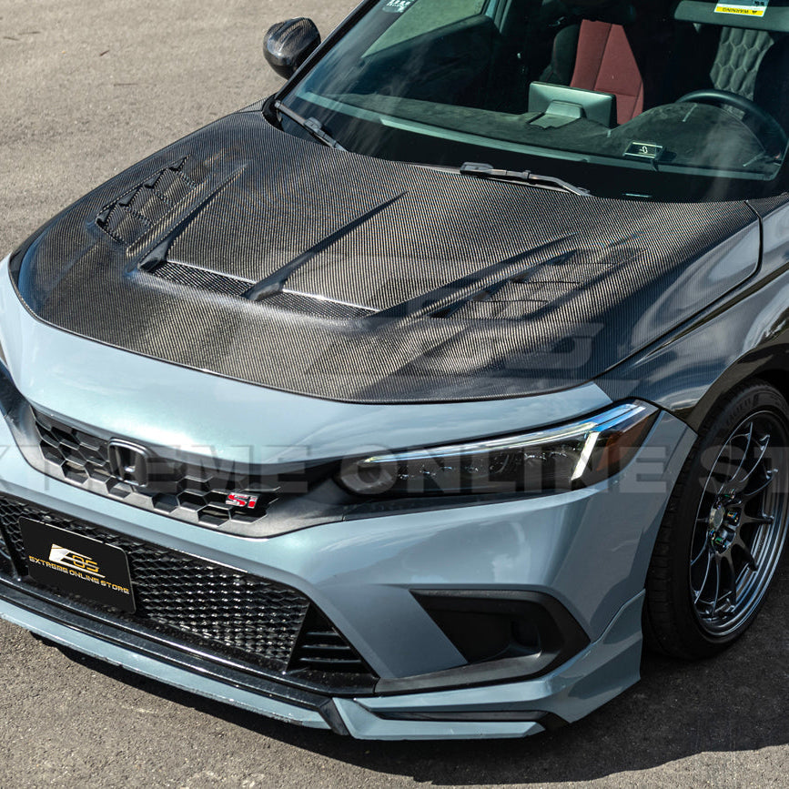 2022-Up Honda Civic | JDM Varis Style CARBON FIBER Front Vented Hood w/ Fender image 5