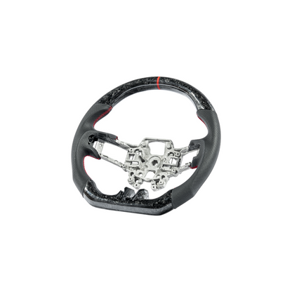 2018-23 Ford Mustang Forged Carbon Fiber Perforated Leather Steering Wheel | Red Stripe image 14