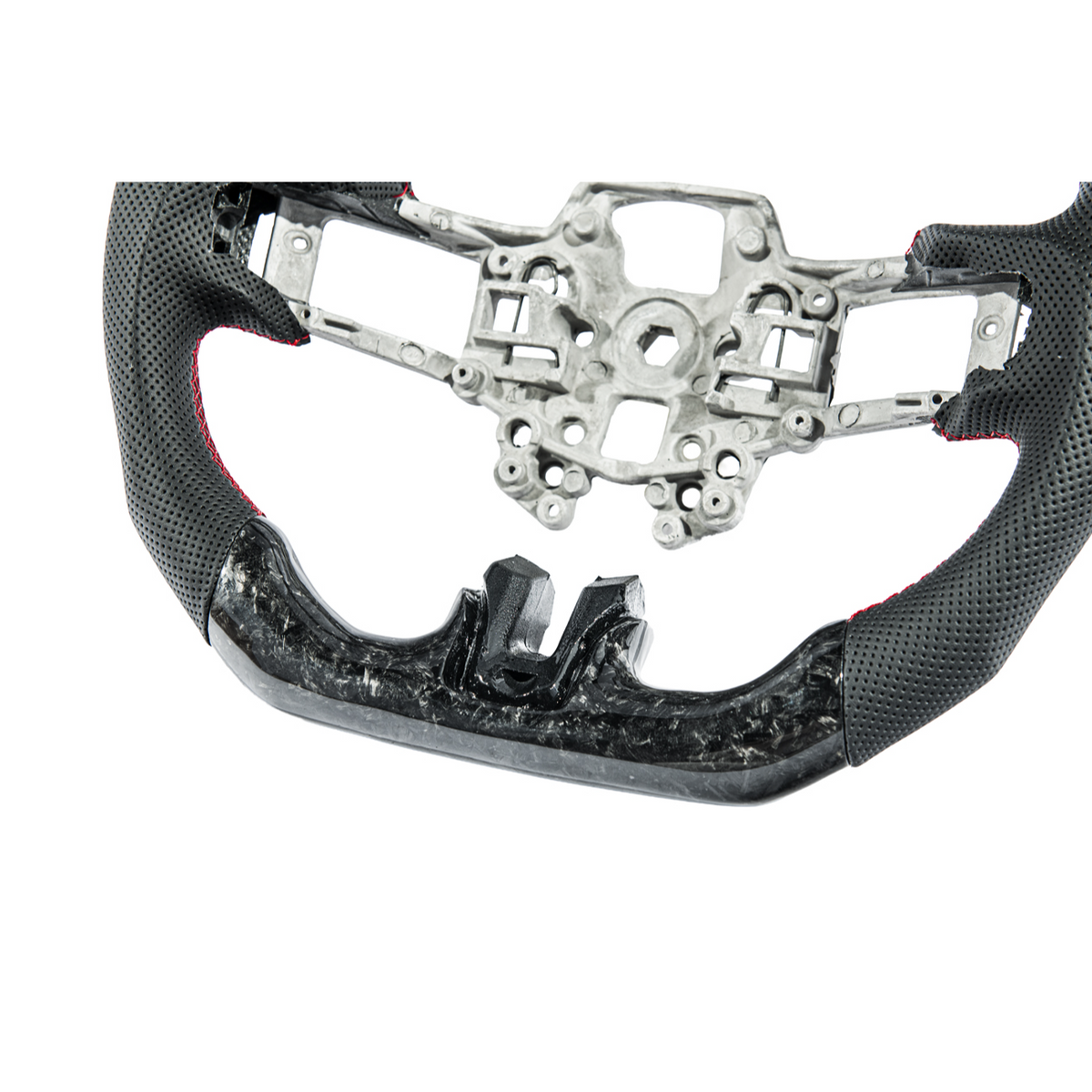 2018-23 Ford Mustang Forged Carbon Fiber Perforated Leather Steering Wheel | Red Stripe image 16