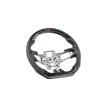 2018-23 Ford Mustang Forged Carbon Fiber Perforated Leather Steering Wheel | Red Stripe image 15