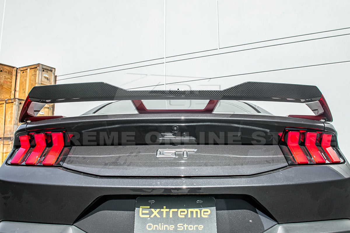 2024-Up Ford Mustang DRY Carbon Fiber GT Performance Wing Rear Gurney Flap Spoiler image 4